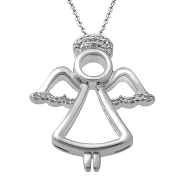 18" 925 Silver Diamond Accent Praying Angel Necklace 18" 925 Silver Diamond Accent Praying Angel Necklace